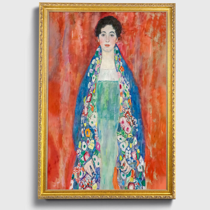 Portrait of Miss Lieser by Gustav Klimt Wall Art with Golden Frame Old Master Painting Reproduction Print for Home and Office Decorations