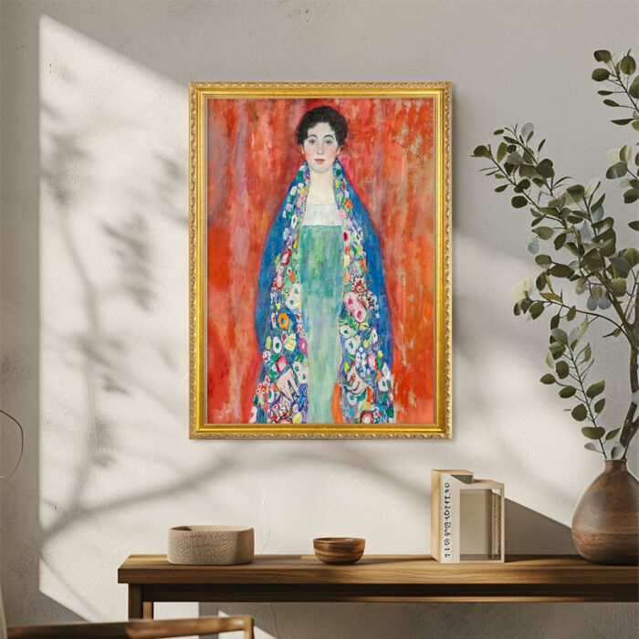 Portrait of Miss Lieser by Gustav Klimt Wall Art with Golden Frame Old Master Painting Reproduction Print for Home and Office Decorations