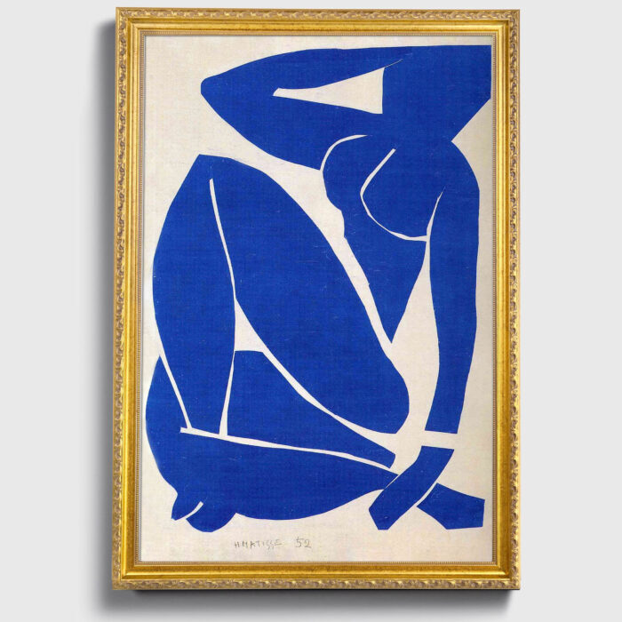 Blue Nude II Henri Matisse Wall Art with Golden Frame Old Master Painting Reproduction Print for Home and Office Decorations