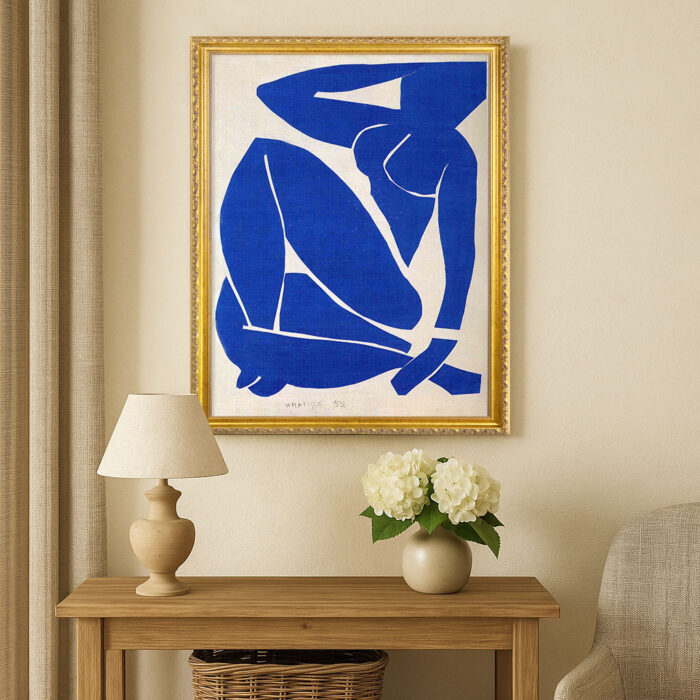 Blue Nude II Henri Matisse Wall Art with Golden Frame Old Master Painting Reproduction Print for Home and Office Decorations