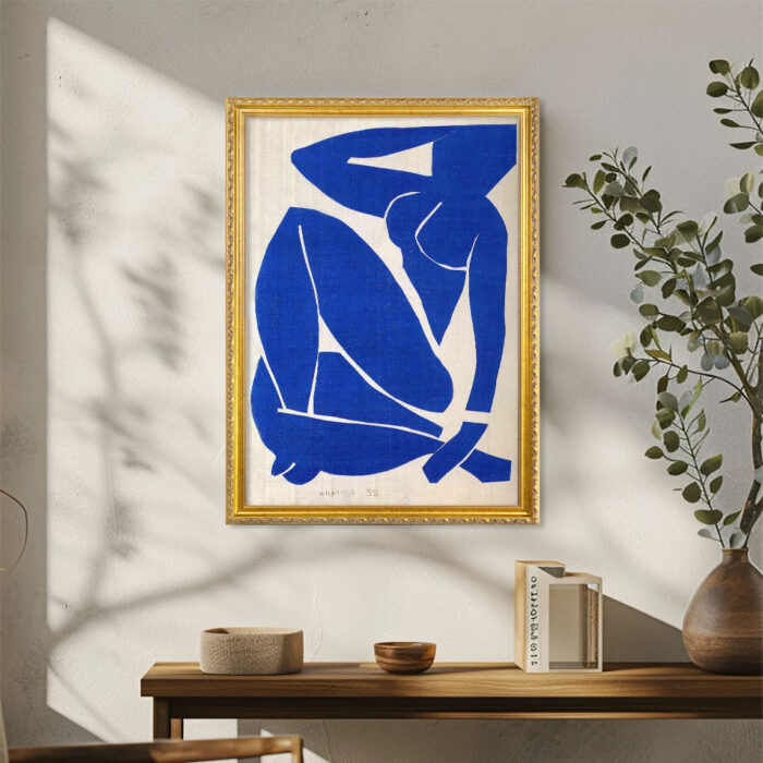 Blue Nude II Henri Matisse Wall Art with Golden Frame Old Master Painting Reproduction Print for Home and Office Decorations