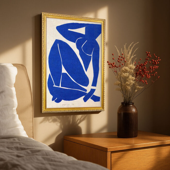 Blue Nude II Henri Matisse Wall Art with Golden Frame Old Master Painting Reproduction Print for Home and Office Decorations