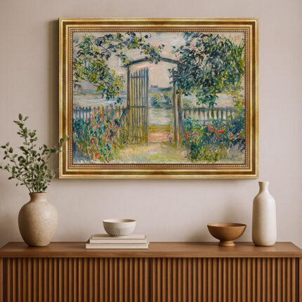 Das Gartentor bei Vetheuil von Claude Monet Bild mit Rahmen in Gold