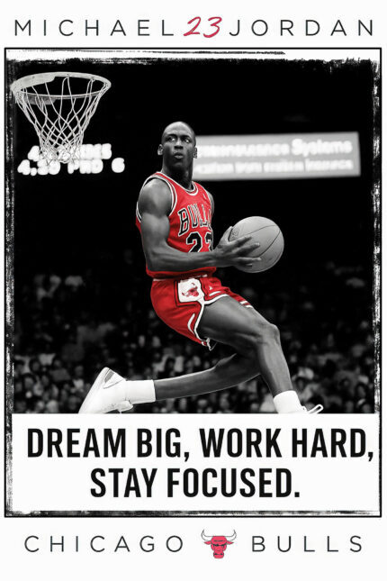Michael Jordan 23 Plakat Motivation Poster Basketball Sport Idol als Kunstdruck zum Einrahmen