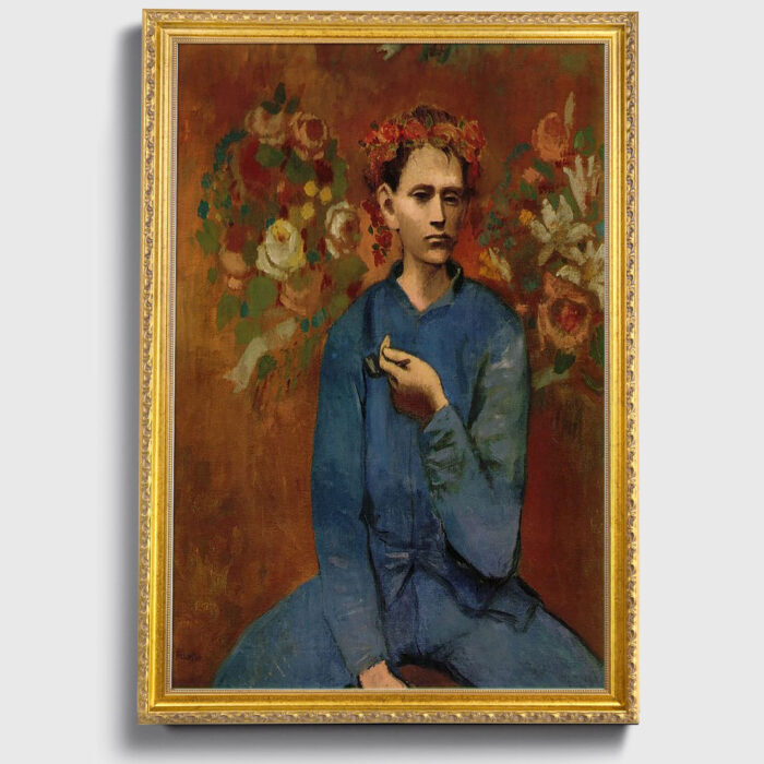 Boy with the pipe by Pablo Picasso Wall Art with Golden Frame Old Master Painting Reproduction Print for Home and Office Decorations