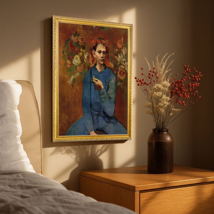 Boy with the pipe by Pablo Picasso Wall Art with Golden Frame Old Master Painting Reproduction Print for Home and Office Decorations