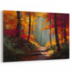 Abstraktes Leinwandbild Frau mit Hut rote Haare bunte Streifen Kunst (Kopie)