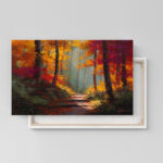 Abstraktes Leinwandbild Frau mit Hut rote Haare bunte Streifen Kunst (Kopie)