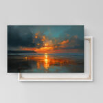 Strand Sonnenuntergang Leinwandbild Ozean Küste Landschaft Malerei Meer Kunst