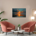 Strand Sonnenuntergang Leinwandbild Ozean Küste Landschaft Malerei Meer Kunst