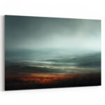 Mystische Landschaft Leinwandbild Nebel Hügel Malerei Abstrakte Naturkunst