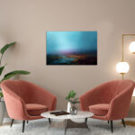 Ätherische Landschaft Leinwandbild Abstrakte Naturkunst Lila Rosa Blau