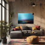 Ätherische Landschaft Leinwandbild Abstrakte Naturkunst Lila Rosa Blau