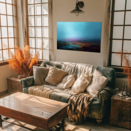 Ätherische Landschaft Leinwandbild Abstrakte Naturkunst Lila Rosa Blau