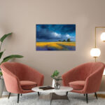 Weite Landschaft Leinwandbild Feld Dunkler Himmel Bauernhof Kunst