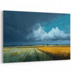 Sturmwolken Feld Leinwandbild Landschaft Malerei Dramatischer Himmel Natur