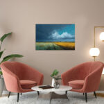 Sturmwolken Feld Leinwandbild Landschaft Malerei Dramatischer Himmel Natur