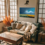 Sturmwolken Feld Leinwandbild Landschaft Malerei Dramatischer Himmel Natur