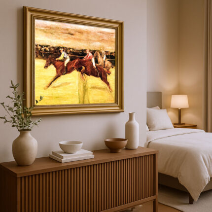 Pferderennen in den Cascinen von Max Liebermann Bild mit Rahmen in Gold