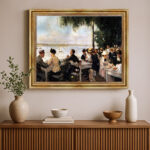 Gartenlokal an der Havel von Max Liebermann Bild mit Rahmen in Gold