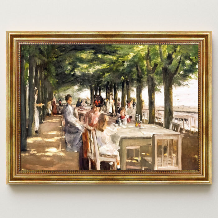 Terrasse im Restaurant Jacob von Max Liebermann Bild mit Rahmen in Gold