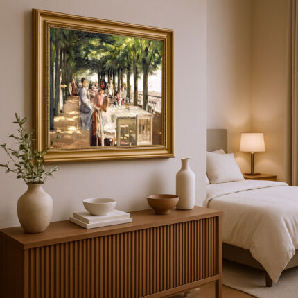 Terrasse im Restaurant Jacob von Max Liebermann Bild mit Rahmen in Gold