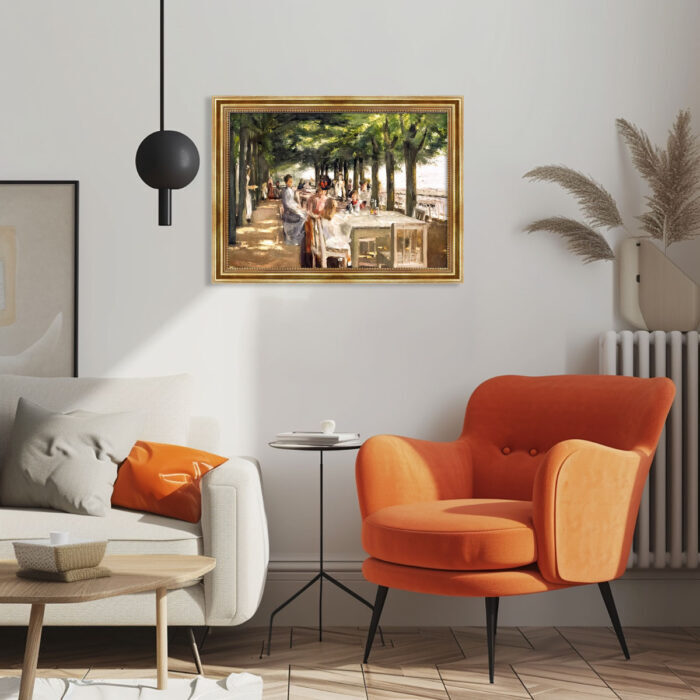 Terrasse im Restaurant Jacob von Max Liebermann Bild mit Rahmen in Gold