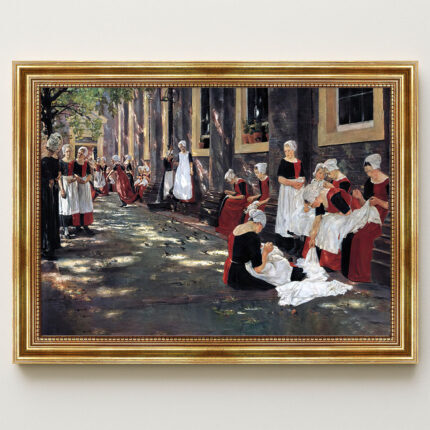 Freistunde im Amsterdamer Waisenhaus von Max Liebermann Bild mit Rahmen in Gold