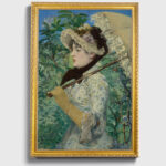 The spring by Édouard Manet Wall Art with Golden Frame Old Master Painting Reproduction Print for Home and Office Decorations
