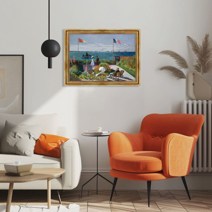 Garten in Sainte Adresse von Claude Monet Bild mit Rahmen in Gold