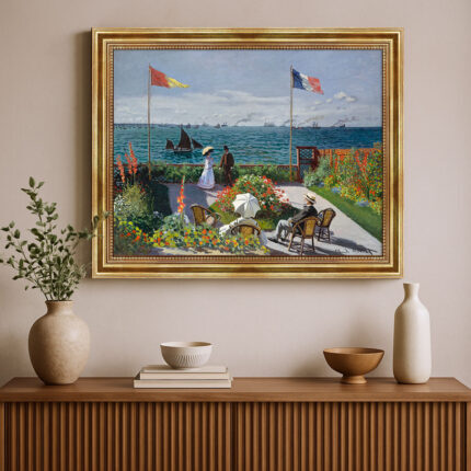 Garten in Sainte Adresse von Claude Monet Bild mit Rahmen in Gold