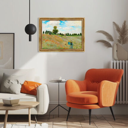 Mohnfeld bei Argenteuil (Les Coquelicots) von Claude Monet Bild mit Rahmen in Gold