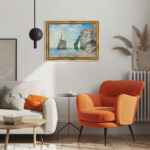 Die Klippen von Étretat von Claude Monet Bild mit Rahmen in Gold