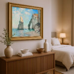 Die Klippen von Étretat von Claude Monet Bild mit Rahmen in Gold