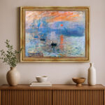 Impression, Sonnenaufgang von Claude Monet Bild mit Rahmen in Gold