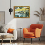 La Grenouillère von Claude Monet Bild mit Rahmen in Gold