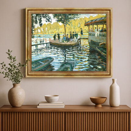 La Grenouillère von Claude Monet Bild mit Rahmen in Gold