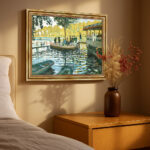 La Grenouillère von Claude Monet Bild mit Rahmen in Gold