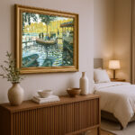 La Grenouillère von Claude Monet Bild mit Rahmen in Gold