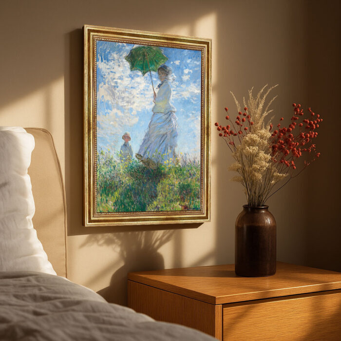 Frau mit Sonnenschirm – Madame Monet und ihr Sohn Claude Monet Bild mit Rahmen (Kopie)