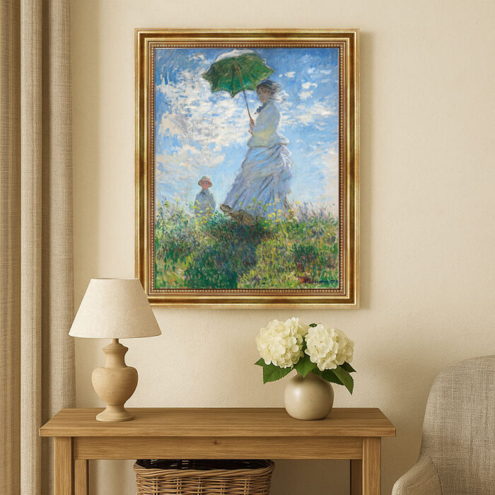 Frau mit Sonnenschirm – Madame Monet und ihr Sohn Claude Monet Bild mit Rahmen (Kopie)