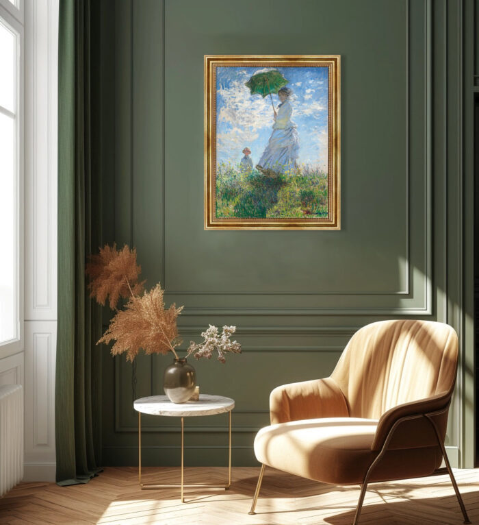 Frau mit Sonnenschirm – Madame Monet und ihr Sohn Claude Monet Bild mit Rahmen (Kopie)