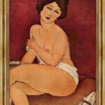Sitzender Akt auf einem Sofa von Modigliani Bild mit Rahmen in Gold (Kopie)
