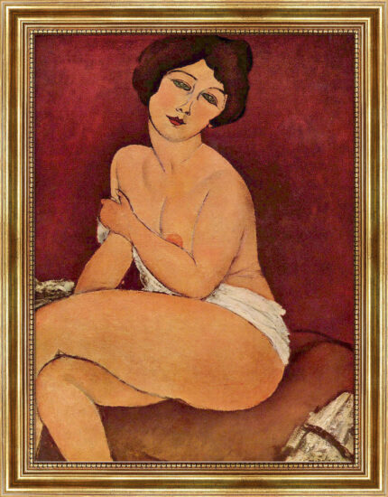 Sitzender Akt auf einem Sofa von Modigliani Bild mit Rahmen in Gold (Kopie)