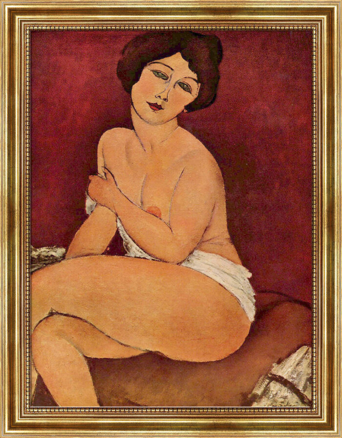 Sitzender Akt auf einem Sofa von Modigliani Bild mit Rahmen in Gold (Kopie)