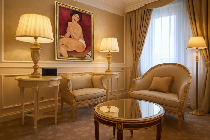 Sitzender Akt auf einem Sofa von Modigliani Bild mit Rahmen in Gold (Kopie)