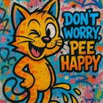 Poster für WC Dont Worry, Pee Happy Lustiger Spruch für Toilette