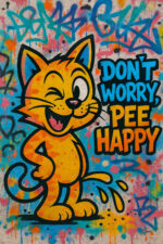 Poster für WC Dont Worry, Pee Happy Lustiger Spruch für Toilette