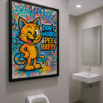 Poster für WC “Don’t Worry, Pee Happy” Lustiger Spruch für Toilette