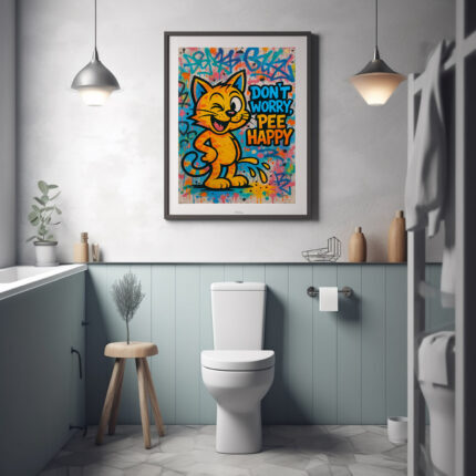 Poster für WC “Don’t Worry, Pee Happy” Lustiger Spruch für Toilette